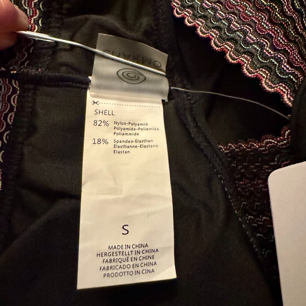 (S) NWT 2  PIECE Scallop Edged Top w/ High waisted bottom Thick Colorful Bands - Picture 12 of 14